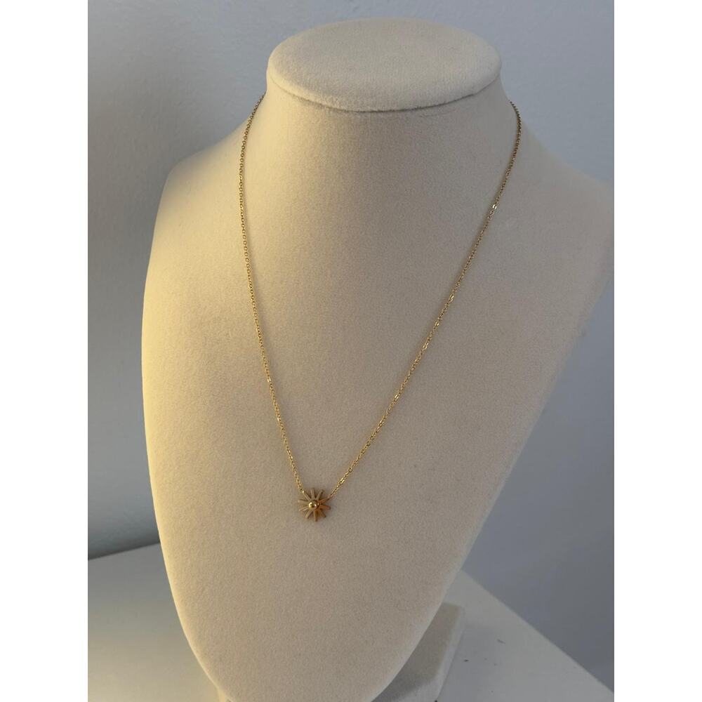 Gold Sun Necklace Stainless Steel Minimalist Starburst Pendant Dainty - Picture 5 of 6